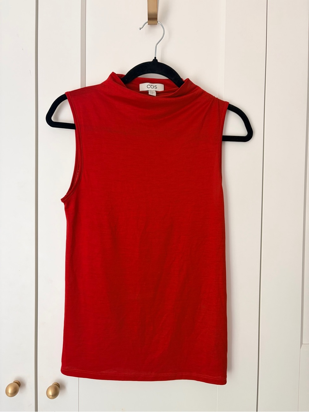 COS Red Sleeveless Mock Neck Tank | S - Picture 3 of 5